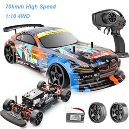1 10 4WD Shock Absorber Remote Control Car 70kmh High Speed Drift RC Car24G Offroad Vehicle Boy Toy Gift 240428