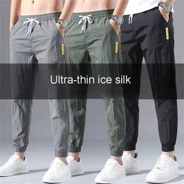 Men's Pants Spring and Summer Mens Long Pants Ice Silk Sports Jogging Pants Breathable Mens Clothing Casual Loose Trousers Fashion Street ClothingL2405