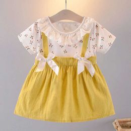 Girl's Dresses Summer Baby Girl Dress Flower Print Birthday Costume Lace Doll Collar Wedding Party Princess Dress Children Clothing Girl