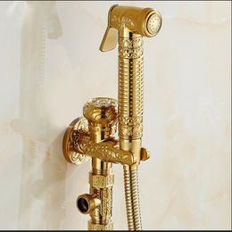 Vidric Bathroom Brass Gold Bidet Faucet Toilet Shower Set Portable Spray With Holder And 1 5m Hose Hand Held B Faucets 204U