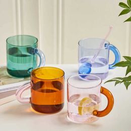 Tumblers Fat Handle Glass Mug Coffee Cup Heat Resistance Milk Tea Drinkware Cups H240506