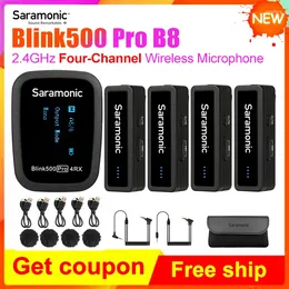 Microphones Saramonic Blink500 Pro B8 4-Channel Wireless Lapel Mic For Video Vlog Lavalier Cameras Camcorder DSLR