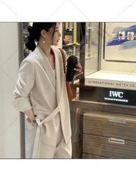 Women's Two Piece Pants Spring Design Sense Strapped Suit Jacket Senior Loose Casual Fashion Office Wear Women Costume Femme
