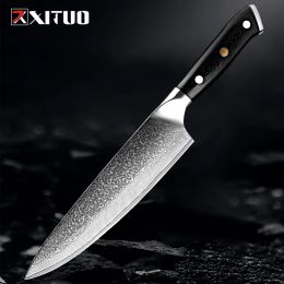 8 Inch Chef Knife Pro Kitchen Knives Sharp Japanese Damascus VG10 Steel Slicing Knife G10 Black Plum Nail Handle