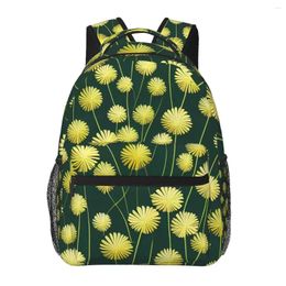 Backpack Dandelion Print Women Yellow Green Pattern Backpacks Polyester Style School Bags Travel Custom Rucksack