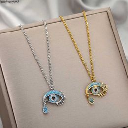 Fashion Evil Eye Pendants Necklaces for Women 2024 Goth Yellow Gold Choker Necklace Vintage Turkish Eye Neck Chains Jewelry