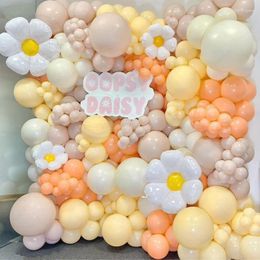 Party Decoration Spring Flower White Daisy Garland Arch Balloons Set Macaroon Fresh Color Latex Balls For Wedding Baby Kids Shower Decors