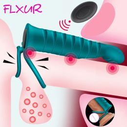 Toys Flxur Double Penetration Dildo Vibrator Strap on Anal Butt Plug Vibrator for Men Wireless Remote Adult Sex Toy for Couples