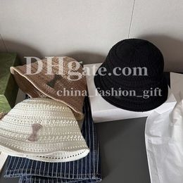 Designer Hat Summer Hollow Fisherman Hat Men Women Knitted Bucket Hat Simple Casual Fishers Hat Beach Travel Sunshade Hat