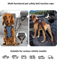 Dog Collars Two-in-one Pet Seat Belt For Cat Car Accessories Adjustable Harness Collar BackSeat Safety