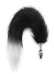 25cm diameter butt plug cosplay fox tail Sexspielzeug anal plug sex toy 41cm length black white women dog cat tail dildo7868744