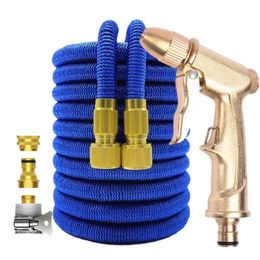 High Pressure Pvc Reel Magic Water Pipes Garden Water Hose Expandable Double Metal Connector for Garden Farm Irrigation Car Wash 240430
