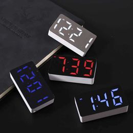 Desk Table Clocks Mini Mirror Alarm Clock Home Furnishings Electronic Watch Desk Digital Bedroom Decoration Table And Accessory Smart Hour Led