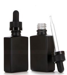 30ml Black Frosted Glass Liquid Reagent Pipette Dropper Bottles Square Essential Oil Perfume Bottle Smoke oil e liquid Bottles EWD5238163