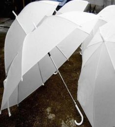 Bridal Shower Wedding White Nylon Umbrella Parasol Waterproof Long handle Rainy Umbrellas Fashion party wedding decoration fav2812777