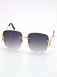 Rimless Fashion men Woman sunglasses driving With C Decoration Goggle Elongated and Slim gold frame glasses Size 5720140mm5234040