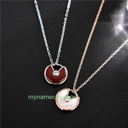 Designer Craitrie nacklace Nine Beauties Pure Silver Talisman Necklace for Women Plated with 18k Rose Gold White Fritillaria Red Jade Marrow Cla