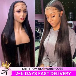 HD Transparent 13x6 Lace Front Human Hair Wigs For Women Pre Plucked Bone Straight 13x4 Frontal 240419