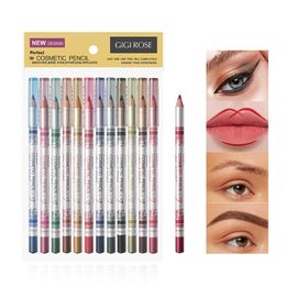 12Pcs/Set Multicolor Eye Shadow&Liner Pencil Long Lasting Waterproof Eye Lip Liner Pen Colourful Pigment Eyes Makeup Kit Cosmetics