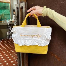 Shoulder Bags Retro Folds Sweet Girls Daily Bento Bag Embroidery Women Shopping Casual Female Student Canvas Small Tote Handbags
