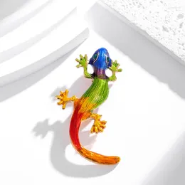 Brooches Colorful Oil Dripping Chameleon Brooch Retro Creative Gecko Simulation Anti Glare Safety Pin Buckle Clothing Accessories