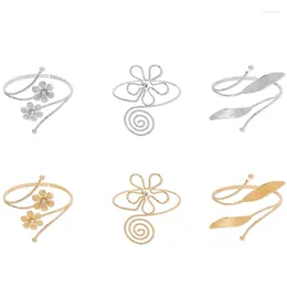 Bangle Stylish Flower/Leaf Arm Fashion Metal Bands Open Bracelets Ornament Women Accessory