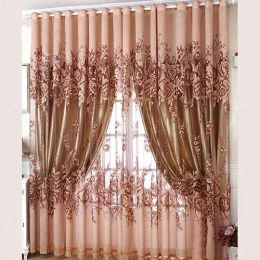 Treatments Home Door Window Balcony Modern Luxury Flower Printed Sheer Tulle Voile Curtain curtains for living room cortinas para la sala Towel