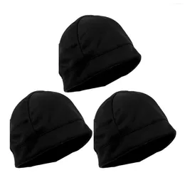 Cycling Caps 3Pcs Excercise Bike Sports Sweat-absorb Inner Outdoor Linning Headwear Accessories(Black)