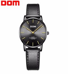 DOM Fashion Women Watch Top Luxury Brand Black Watches Ladies Leather Waterproof Ultra thin Quartz Wrist Watch femme G36BL1MT6369906