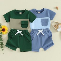 Clothing Sets Pudcoco 2Pcs Baby Boy Summer Outfits Short Sleeve Contrast Colour T-Shirt Pocket Shorts Set Toddler Clothes 0-3T