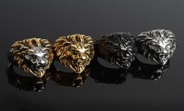 2020 Gold silver Colour Lion 039s head Men Hip hop rings fashion punk Animal shape ring male Hiphop Jewellery gifts6602476
