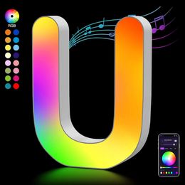 Decorative Letters Light Smart APP with 128 Scenes DIY Music Sync Night Wedding Birthday Party Christmas Lights Letter U 240506