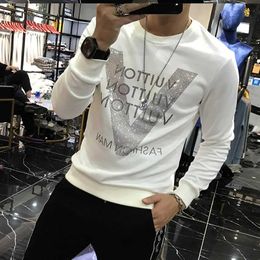 Men's Hoodies Sweatshirts High quality Pullover sportswear 2024 best-selling mens autumn and winter new Rhinestone hooded long sleeved shirt Q240506