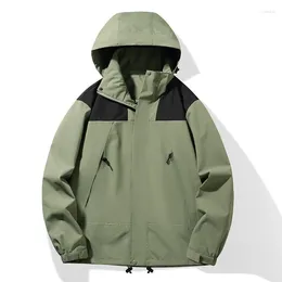 Men's Jackets Spring And Autumn Outdoor Couple Coat With Detachable Hat Waterproof Windproof Jacket Spliced Youth Outwear Top