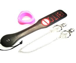 Slave Nipple Clamps Clips Open Mouth Gag Ass Spanking Paddle BDSM Bondage Gear Adult Sex Toys for Her5514933