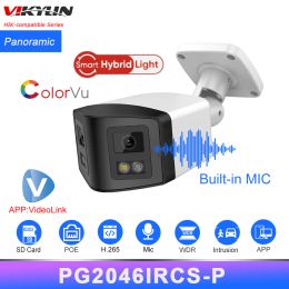 Cameras Vikylin Hikvision Compatible 4MP IR&ColorVu Panoramic IP Camera 2way Audio Human Detection SD Card Slot WDR Plug&Play HIK NVR