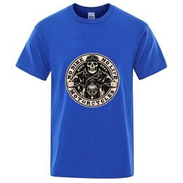 Men's T-Shirts Skull Short Slve T Shirt Motorcycle Addict Piston Hip Hop Cotton T-shirt Mens Shirt Cool Ts Harajuku Fashion Strtwear T240505