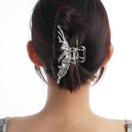 Other The New liquid state Metal Butterfly Hair Cls Elegant Retro Women Shark Clip Fashion Cl Crab Hairpin Headwear accessories