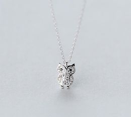 MloveAcc Authentic 100 925 Sterling Silver Animal Cute Owl Necklace Women Pendant Necklace Sterling Silver Jewelry Y2009184399452