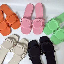 Designer sandals flat designer slides summer sliders for women designer shoes interlocking letter beach jelly Colour orange pink designer slippers pantoufle sh052