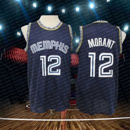 Men's T-Shirts 2425 New Arrival Basketball Jerseys Memphls Team Jerseys 12 Morant 75th anniversary basketball jersey T-Shirt Adult/ KID Jerseys T240506