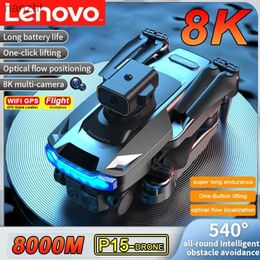 Drones Lenovo P15 Professional Drone Camera HD 8K WIFI Visual Barrier Avoidance Brushless Motor G 5G Four Helicopters Used for Adult and Child Toys WX