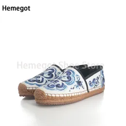 Casual Shoes Blue And White Porcelain Rope Men Flats Hand-Painted Daily Flat Fisherman Single 39-48