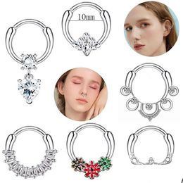 Nose Rings & Studs Hoops For Women Medical Stainless Steel Piercing Body Jewlery Wholesale 2023 New Sier Color Zircon Waterdrop Drop Dh0Lv