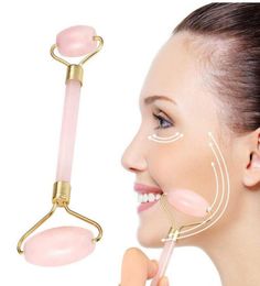 NEW Pink Roller Massager Facial Roller Therapy Natural Rose Quartz Slimming Tools for Face Skin Neck Eye Body Massage8001972