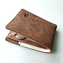 Wallets Men Short Wallet Leather Masculina Billetera Credit ID Card Holder Billfold Purse Clutch Solid Hombre Business