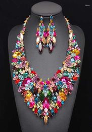 Jewellery Sets Luxury Big Bridal Wedding Necklace Earrings Crystal Party Dresses Costume For Brides Women5507705