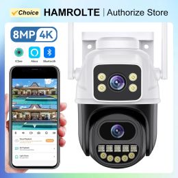 Cameras HD 4K 8MP WIFI PTZ IP Camera Dual Lens Smart Home Night Vision Human Detection Outdoor 4MP CCTV Security Camera ICSEE APP