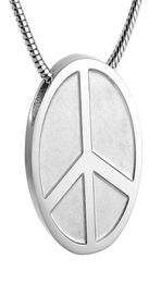 IJD9255 Stainless Steel Peace Sign Memorial Pendant for Ashes Urn Cremation Souvenir Silver Round Keepsake Necklace Jewelry6543541