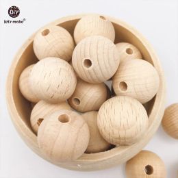 Blocks Let's Make Wooden Teether Chew Beads 200pcs Round Beech Beads Nursing Necklace/bracelet Diy Toys Baby Teether
